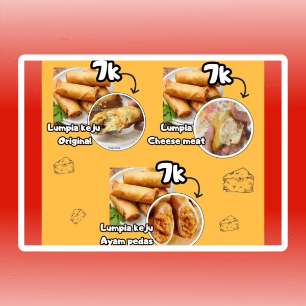 Lumpia Keju Original/Lumpia Cheese Meat/Lumpia Keju Ayam Pedas